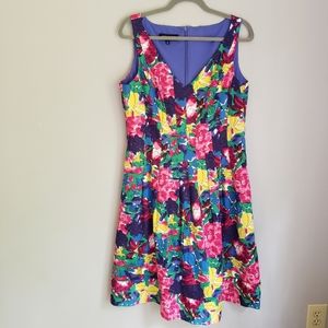 Jones New York Floral Midi Dress - Pink, Blue, Yellow